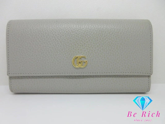 グッチ GUCCI ダブル G コンチネンタル ウォレット 二つ折り 長財布 423116 GG マーモント グレー ピンク レザー ロゴ【中古】【送料無料】 bs4040