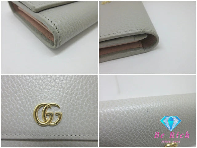 グッチ GUCCI ダブル G コンチネンタル ウォレット 二つ折り 長財布 423116 GG マーモント グレー ピンク レザー ロゴ【中古】【送料無料】 bs4040