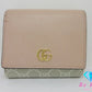 グッチ GUCCI ダブルG バイカラー 二つ折り 財布 598587 GGスプリーム GGマーモント ロゴ PVC レザー ベージュ ピンク コンパクト ミニ 【中古】【送料無料】 bs4041