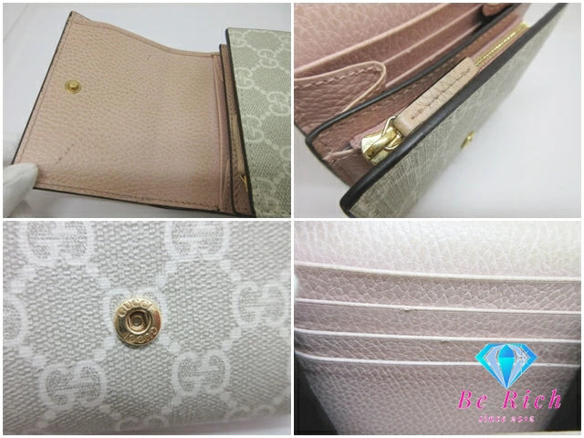 グッチ GUCCI ダブルG バイカラー 二つ折り 財布 598587 GGスプリーム GGマーモント ロゴ PVC レザー ベージュ ピンク コンパクト ミニ 【中古】【送料無料】 bs4041