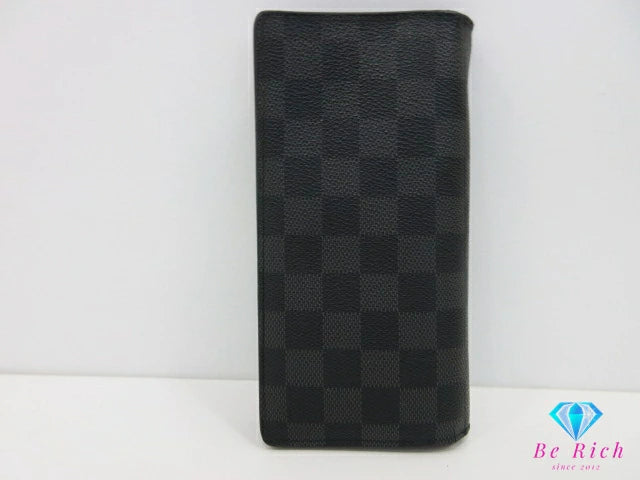 ルイ ヴィトン LOUIS VUITTON メンズ 長財布 ダミエ グラフィット ポルト フォイユ ブラザ N62665 LV ロゴ 二つ折り財布 ロング ウォレット 【中古】【送料無料】 bs4049
