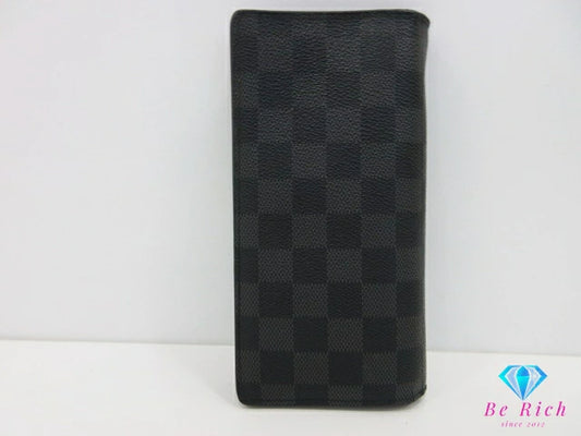 ルイ ヴィトン LOUIS VUITTON メンズ 長財布 ダミエ グラフィット ポルト フォイユ ブラザ N62665 LV ロゴ 二つ折り財布 ロング ウォレット 【中古】【送料無料】 bs4049