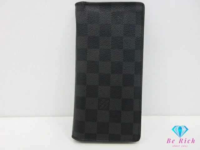 ルイ ヴィトン LOUIS VUITTON メンズ 長財布 ダミエ グラフィット ポルト フォイユ ブラザ N62665 LV ロゴ 二つ折り財布 ロング ウォレット 【中古】【送料無料】 bs4049