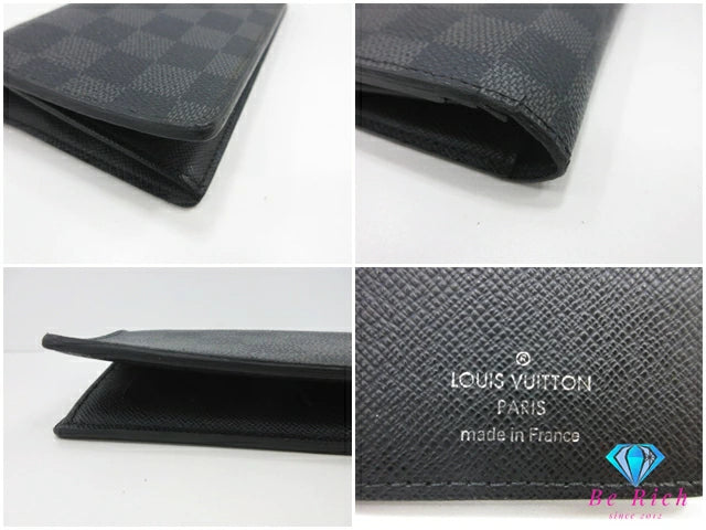 ルイ ヴィトン LOUIS VUITTON メンズ 長財布 ダミエ グラフィット ポルト フォイユ ブラザ N62665 LV ロゴ 二つ折り財布 ロング ウォレット 【中古】【送料無料】 bs4049