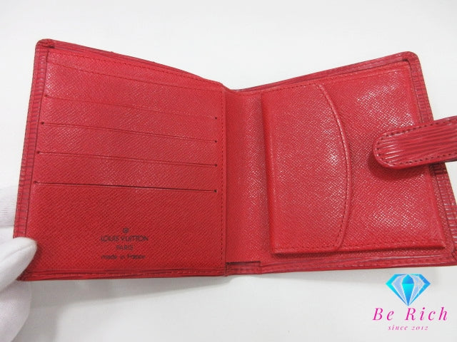ルイ ヴィトン LOUIS VUITTON 二つ折り財布 エピ ポルト ビエ コンパクト M6355E カスティリアン レッド 赤 レザー LV ロゴ ウォレット 【中古】【送料無料】bs4064