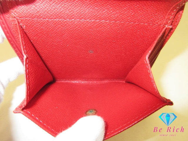 ルイ ヴィトン LOUIS VUITTON 二つ折り財布 エピ ポルト ビエ コンパクト M6355E カスティリアン レッド 赤 レザー LV ロゴ ウォレット 【中古】【送料無料】bs4064