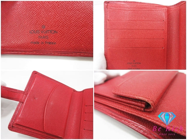 ルイ ヴィトン LOUIS VUITTON 二つ折り財布 エピ ポルト ビエ コンパクト M6355E カスティリアン レッド 赤 レザー LV ロゴ ウォレット 【中古】【送料無料】bs4064