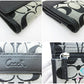 コーチ COACH 三つ折り財布 長財布 シグネチャー グレー 黒 ブラック キャンバス レザー ロゴ 二つ折り財布 ロング ウォレット 【中古】【送料無料】bs4067