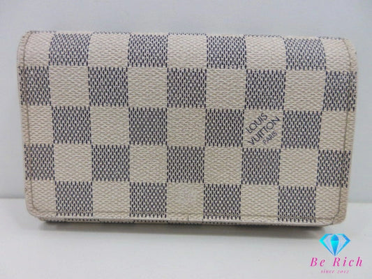 ルイ ヴィトン LOUIS VUITTON 二つ折り財布 ダミエ アズール ポルト モネ ビエ トレゾール N61744 L字ファスナー 小銭入れ ロゴ 中財布 ミディアム ウォレット 【中古】【送料無料】 bs4068