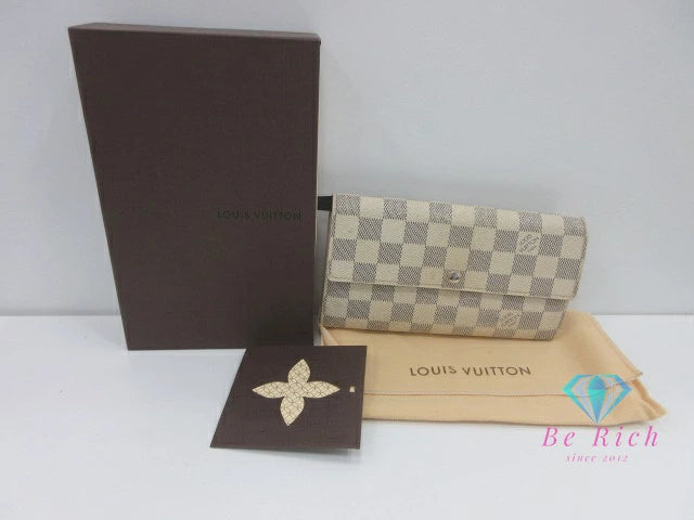 ルイ ヴィトン LOUIS VUITTON N61735 ダミエ アズール ポルト フォイユ サラ 白 LV ロゴ 二つ折り財布 長財布 ロング ウォレット 【中古】【送料無料】bs4070