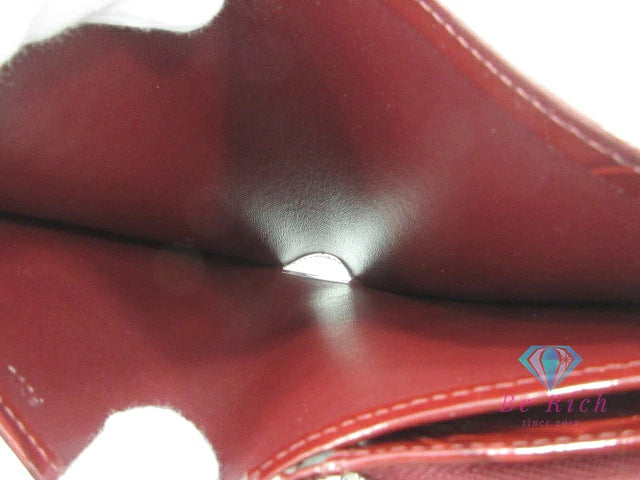 カルティエ Cartier 二つ折り財布 ハッピーバースデー ボルドー パテント レザー エナメル ロゴ 中財布 コンパクト ミディアム ウォレット  【中古】【送料無料】 bs4076