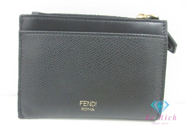 美品 フェンディ FENDI FF ダイヤモンド ジップ カードケース コインケース 8M0570 エフ 黒 ブラック ロゴ ロング ウォレット  【中古】【送料無料】 bs4078