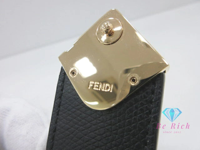 美品 フェンディ FENDI FF ダイヤモンド ジップ カードケース コインケース 8M0570 エフ 黒 ブラック ロゴ ロング ウォレット  【中古】【送料無料】 bs4078