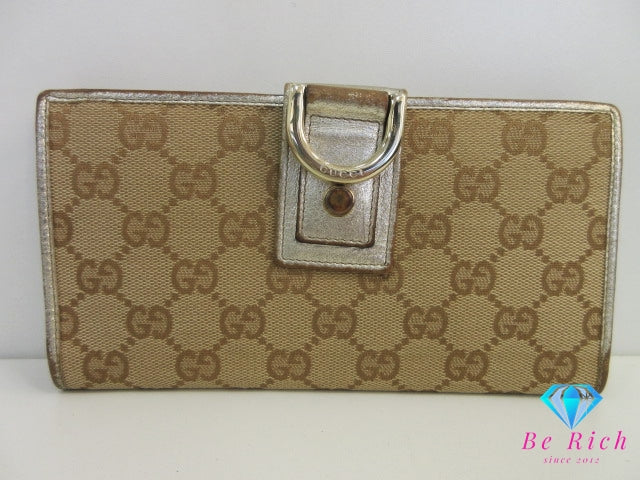 グッチ GUCCI Wホック 二つ折り 長財布 アビー ベージュ ゴールド GG