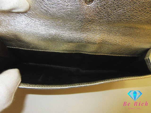 グッチ GUCCI Wホック 二つ折り 長財布 アビー ベージュ ゴールド GG 141410 キャンバス レザー ロング ウォレット 【中古】【送料無料】bs4083