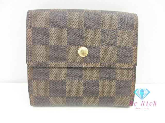 ルイ ヴィトン LOUIS VUITTON Wホック 二つ折り財布 N61652 ダミエ ポルト モネ ビエ カルト クレディ エベヌ 茶 PVC レザー LV ロゴ コンパクト ウォレット  【中古】【送料無料】 bs4090