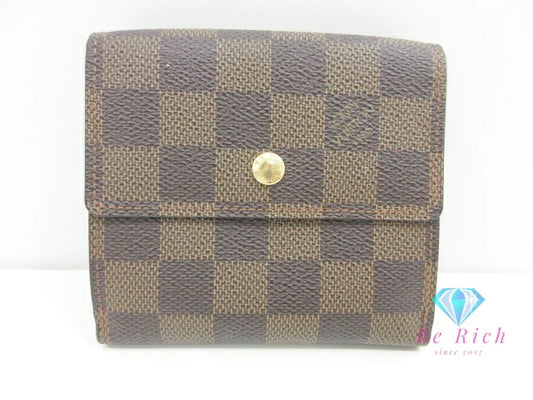 ルイ ヴィトン LOUIS VUITTON Wホック 二つ折り財布 N61652 ダミエ ポルト モネ ビエ カルト クレディ エベヌ 茶 PVC レザー LV ロゴ コンパクト ウォレット  【中古】【送料無料】 bs4090