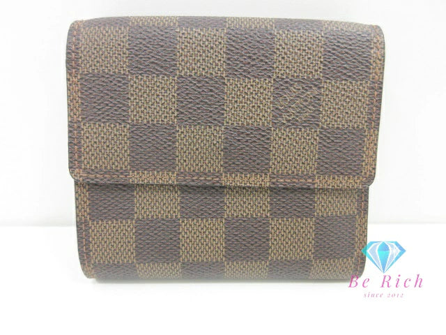 ルイ ヴィトン LOUIS VUITTON Wホック 二つ折り財布 N61652 ダミエ ポルト モネ ビエ カルト クレディ エベヌ 茶 PVC レザー LV ロゴ コンパクト ウォレット  【中古】【送料無料】 bs4090