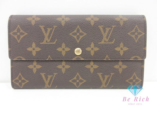 美品 ルイ ヴィトン LOUIS VUITTON 二つ折り財布 長財布 モノグラム ポシェット ポルト モネ クレディ M61725 LV ロゴ ロング ウォレット 【中古】【送料無料】bs4096