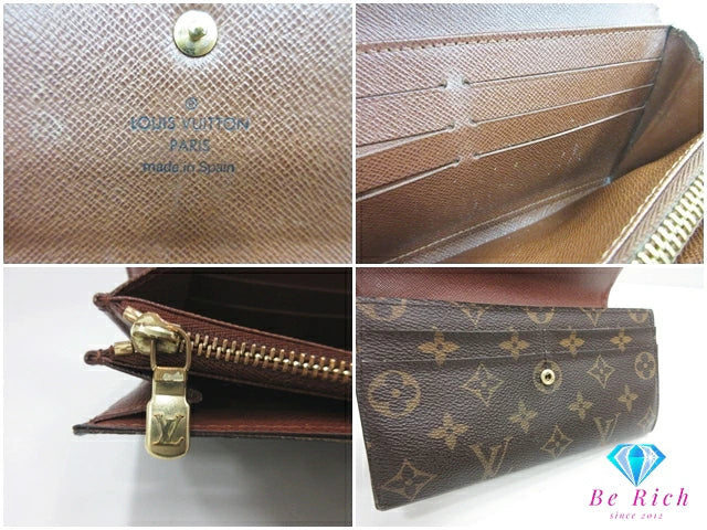 ルイ ヴィトン LOUIS VUITTON 二つ折り財布 長財布 M61734 モノグラム ポルトフォイユ サラ ブラウン 茶 LV ロゴ ロング ウォレット 【中古】【送料無料】 bs4100