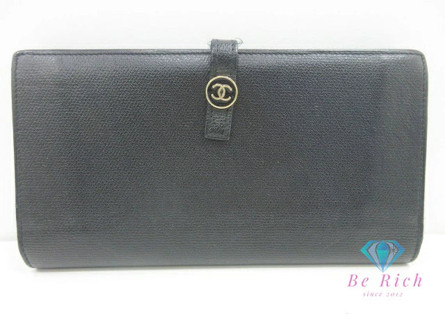 シャネル CHANEL ココボタン Wホック 二つ折り 長財布 A20905 ブラック 黒 レザー ココマーク CC ロゴ 札入れ 小銭入れ ロング ウォレット 【中古】【送料無料】 bs4102