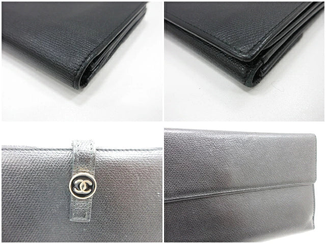シャネル CHANEL ココボタン Wホック 二つ折り 長財布 A20905 ブラック 黒 レザー ココマーク CC ロゴ 札入れ 小銭入れ ロング ウォレット 【中古】【送料無料】 bs4102