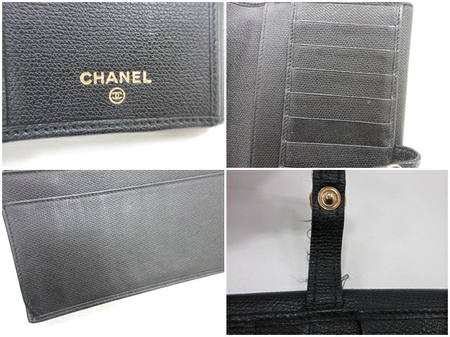 シャネル CHANEL ココボタン Wホック 二つ折り 長財布 A20905 ブラック 黒 レザー ココマーク CC ロゴ 札入れ 小銭入れ ロング ウォレット 【中古】【送料無料】 bs4102
