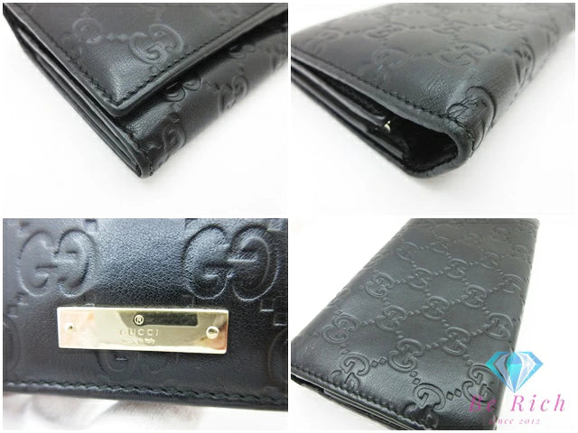 グッチ GUCCI 二つ折り 長財布 233192 グッチ シマ レザー 黒 ブラック ロゴ ロング ウォレット  【中古】【送料無料】 bs4106
