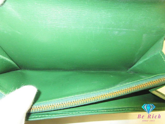 ルイ ヴィトン LOUIS VUITTON 長財布 エピ ポシェット ポルト モネ クレディ M63574 ボルネオ グリーン 緑 レザー ロゴ 二つ折り財布【中古】【送料無料】 bs4120