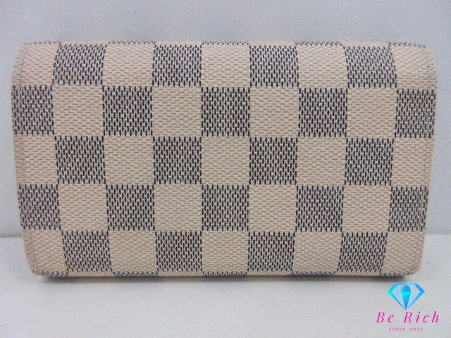 ルイ ヴィトン LOUIS VUITTON 二つ折り財布 ダミエ アズール ポルト モネ ビエ トレゾール N61744 L字ファスナー 小銭入れ ロゴ 中財布 ミディアム ウォレット 【中古】【送料無料】 bs4123