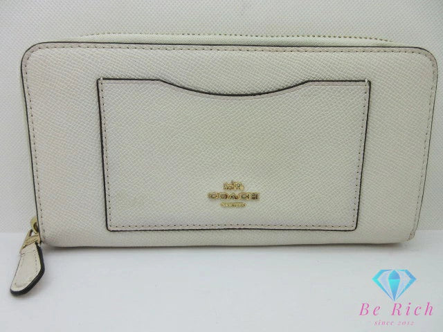 コーチ COACH ラウンド ファスナー 長財布 F54007 レザー 白 ホワイト ラウンドファスナー ロング ウォレット 【中古】【送料無料】bs4125