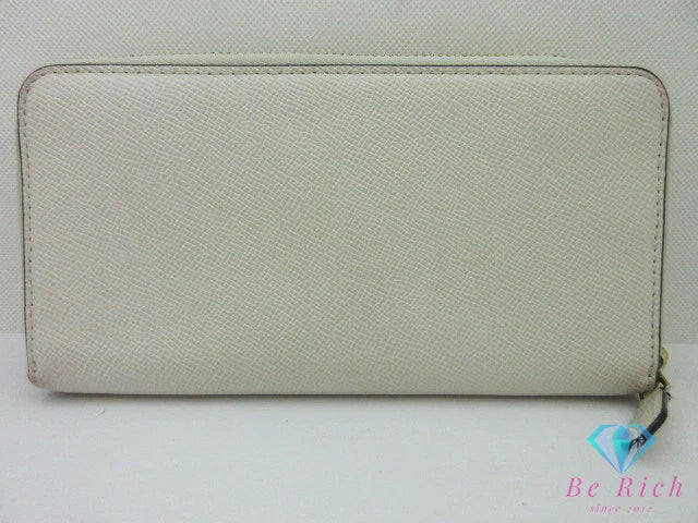 コーチ COACH ラウンド ファスナー 長財布 F54007 レザー 白 ホワイト ラウンドファスナー ロング ウォレット 【中古】【送料無料】bs4125