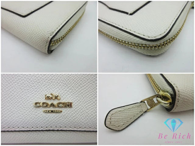 コーチ COACH ラウンド ファスナー 長財布 F54007 レザー 白 ホワイト ラウンドファスナー ロング ウォレット 【中古】【送料無料】bs4125