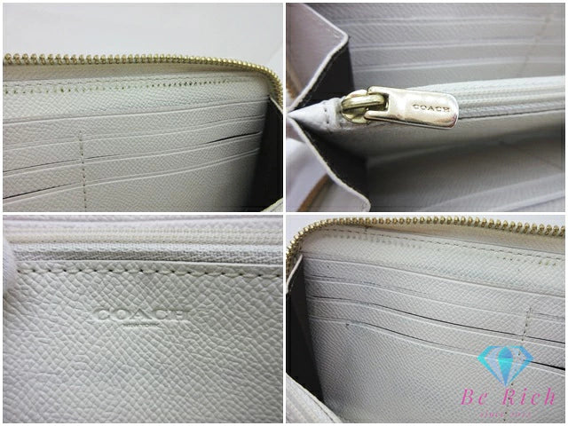 コーチ COACH ラウンド ファスナー 長財布 F54007 レザー 白 ホワイト ラウンドファスナー ロング ウォレット 【中古】【送料無料】bs4125