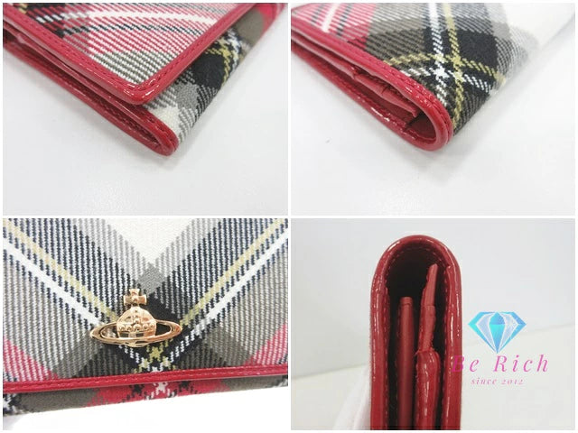 ヴィヴィアン ウエストウッド Vivienne Westwood 二つ折り L字 ファスナー 長財布 ダービー チェック マルチカラー ORB オーブ ロゴ ロング ウォレット オーヴ 【中古】【送料無料】bs4126