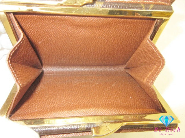 ルイ ヴィトン LOUIS VUITTON がま口 二つ折り財布 M61663 モノグラム ポルト モネ ビエ ヴィエノワ 茶 ブラウン LV ロゴ 中財布 ミディアム コンパクト ウォレット 【中古】【送料無料】 bs4127