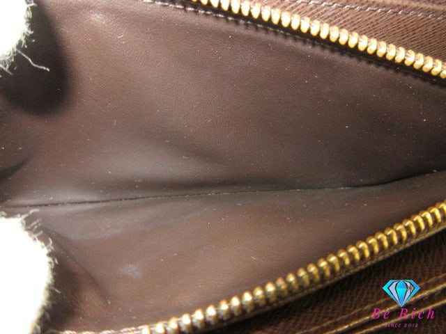 ルイ ヴィトン LOUIS VUITTON 二つ折り財布 ダミエ ジッピーウォレット N60015 エベヌ ラウンド ファスナー 長財布 ロング ウォレット 【中古】【送料無料】 bs4133