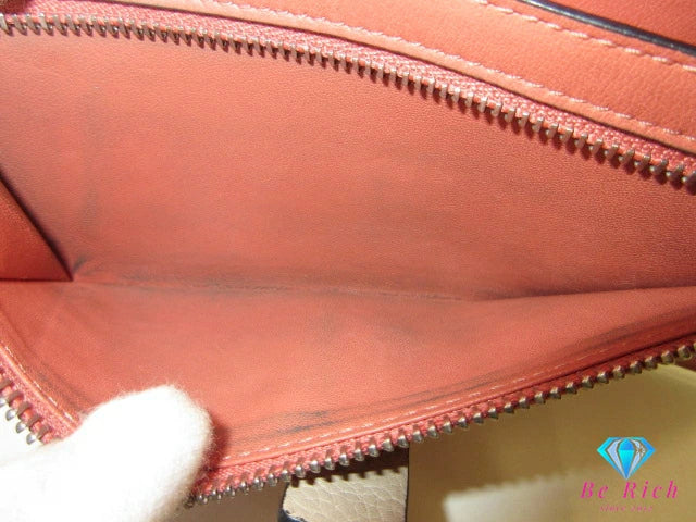 ロエベ LOEWE バーティカル ウォレット ラージ 二つ折り 長財布 062020 アナグラム グレージュ レザー ロゴ 財布 ロング ウォレット 【中古】【送料無料】bs4135