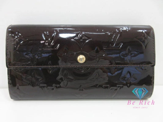 ルイ ヴィトン LOUIS VUITTON 二つ折り財布 長財布 モノグラム ヴェルニ ポルト フォイユ サラ M93524 アマラント パープル系 紫 パテント レザー LV ロゴ ロング ウォレット 【中古】【送料無料】 bs4140