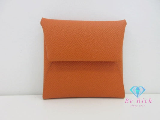 エルメス HERMES バスティア コインケース 小銭入れ B 刻印 オレンジ ライム エプソン レザー コンパクト ウォレット 【中古】【送料無料】 bs4142