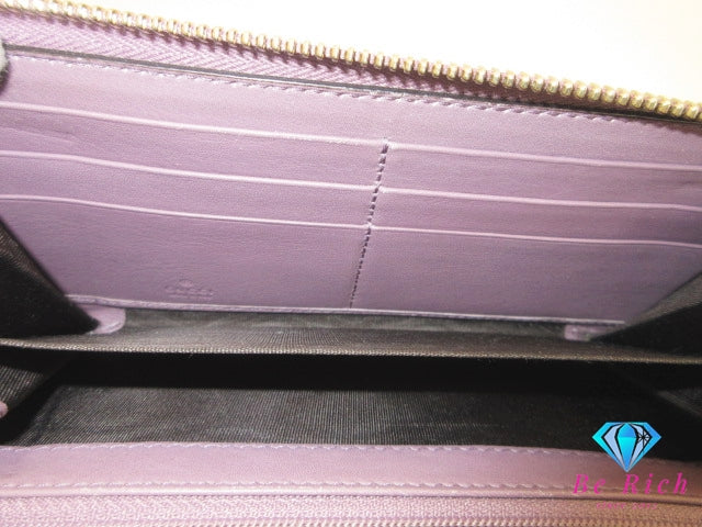GUCCI ラウンドファスナー 長財布 309758 マイクロ グッチ シマ パープル系 紫 パテント レザー GG ロゴ 二つ折り財布 ロング ウォレット 【中古】【送料無料】bs4143