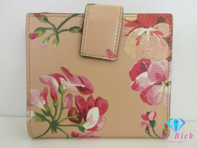 グッチ GUCCI Wホック 二つ折り 財布 410104 ブルームス 花柄 フラワー ピンク マルチカラー レザー コンパクト ウォレット 【中古】【送料無料】bs4144