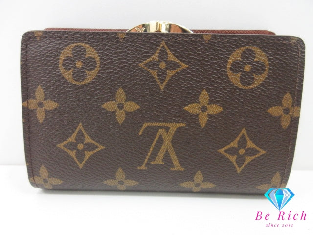 ルイ ヴィトン LOUIS VUITTON がま口 二つ折り財布 M61663 モノグラム ポルト モネ ビエ ヴィエノワ 茶 ブラウン LV ロゴ 中財布 ミディアム コンパクト ウォレット 【中古】【送料無料】 bs4145