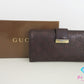 グッチ GUCCI Wホック 二つ折り 長財布 GG シマ 茶 ブラウン 212089 レザー ロング ウォレット 【中古】【送料無料】bs4147