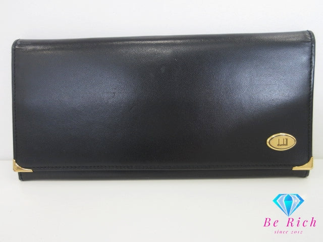 ダンヒル dunhill メンズ 二つ折り財布 長財布 オックスフォード 黒 ブラック レザー ロゴ ロング ウォレット 【中古】【送料無料】 bs4152
