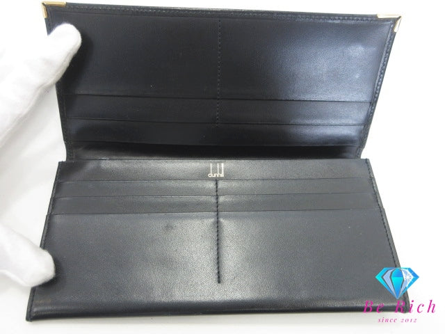 ダンヒル dunhill メンズ 二つ折り財布 長財布 オックスフォード 黒 ブラック レザー ロゴ ロング ウォレット 【中古】【送料無料】 bs4152