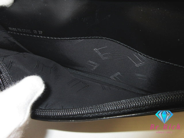 ダンヒル dunhill メンズ 二つ折り財布 長財布 オックスフォード 黒 ブラック レザー ロゴ ロング ウォレット 【中古】【送料無料】 bs4152