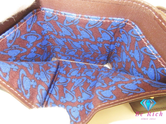 ヴィヴィアン ウエストウッド Vivienne Westwood 三つ折り財布 3318M1J3 レザー オーブ ロゴ コンパクト ウォレット オーヴ   【中古】【送料無料】bs4154