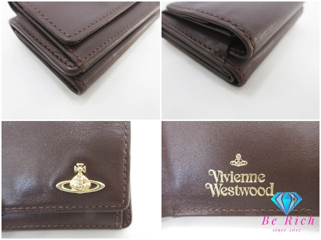 ヴィヴィアン ウエストウッド Vivienne Westwood 三つ折り財布 3318M1J3 レザー オーブ ロゴ コンパクト ウォレット オーヴ   【中古】【送料無料】bs4154