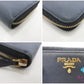 プラダ PRADA ラウンドファスナー 長財布 1ML506 サフィアーノ レザー ネイビー 紺 三角 ロゴ 二つ折り財布 ロング ウォレット 【中古】【送料無料】bs4163